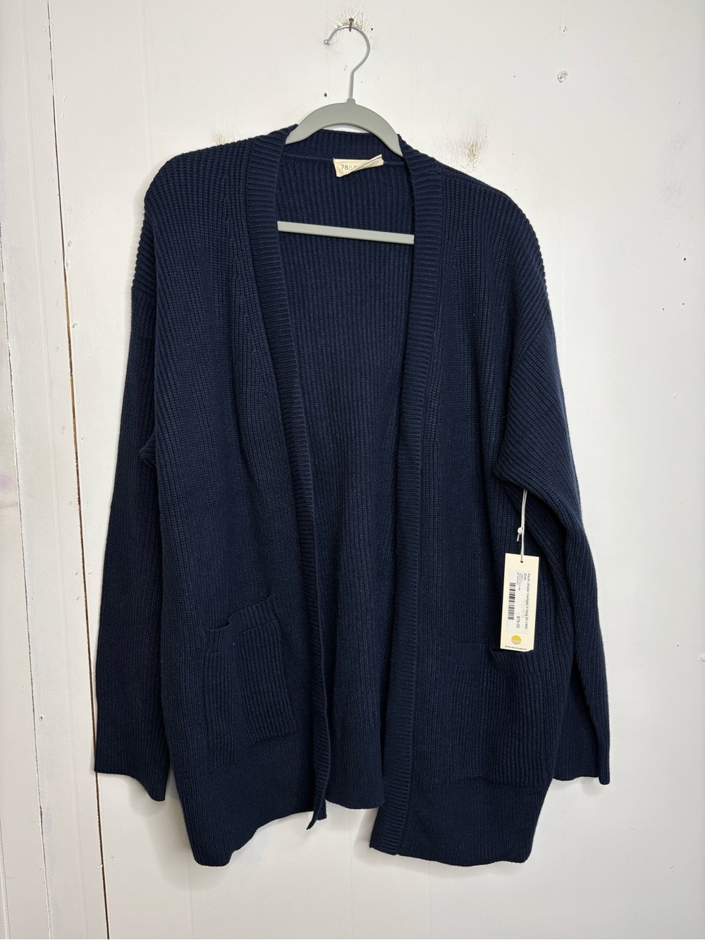 78 Sunny Sweater Womens 2X Navy Chunky Heavy Cardigan Pacific Shaker Comfy Cozy